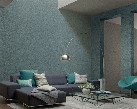 M4018 Modern Teal Blue Big Chip Natural Real Mica Stone Wallpaper Plai