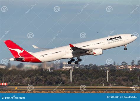 Qantas Airbus A330 Large Passenger Airliner Taking Off From Sydney Airport Editorial Photo