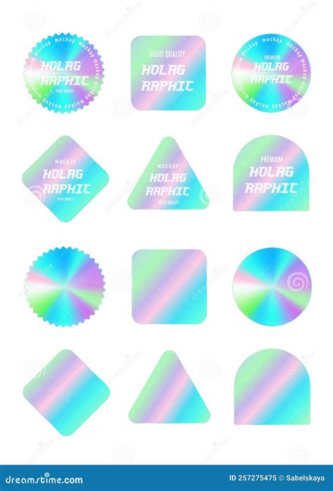 Holographic Stickers And Tags With Rainbow Structure Realistic Vector