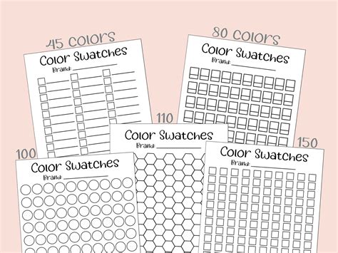 Color Swatch Chart Color Swatch Template Diy Color Swatch Etsy Australia