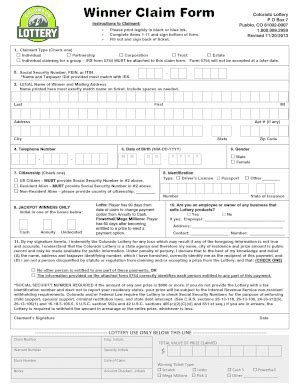 Winner Claim Form Fill Online Printable Fillable Blank PdfFiller