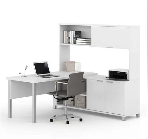 Pro-Linea Modern L-shaped Desk with Hutch in White – OfficeDesk.com