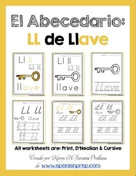 Spanish Alphabet Handwriting Practice Posters Ll De Llave By