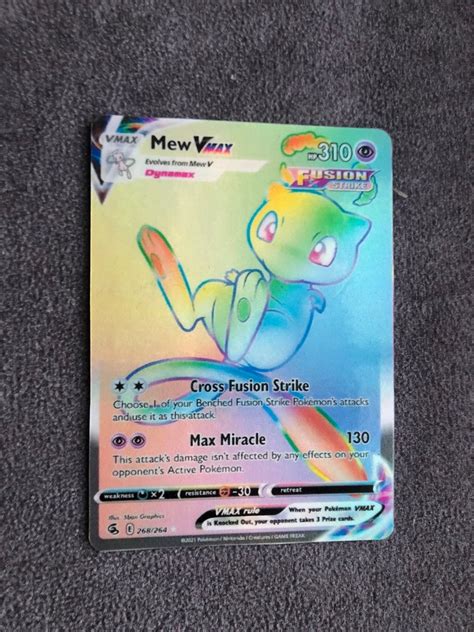 Mew Vmax Holo Rainbow Rare Fusion Strike Handmade Etsy Uk