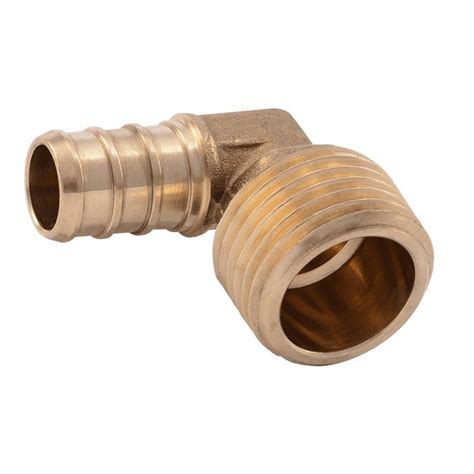 FBF08 1 2 PEX X 1 2 Female NPT Threaded Swivel Elbow Brass Crimp