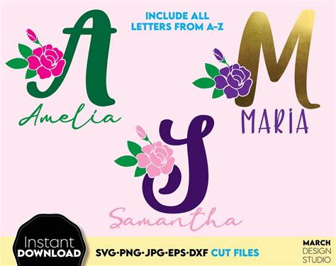 Floral Alphabet Svg Flower Monogram Fonts Svg Floral Etsy