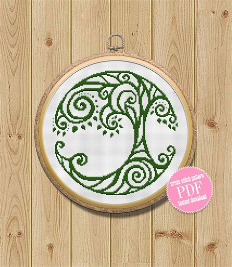 Tree of Life Cross Stitch Pattern Digital PDF Simple Mandala | Etsy