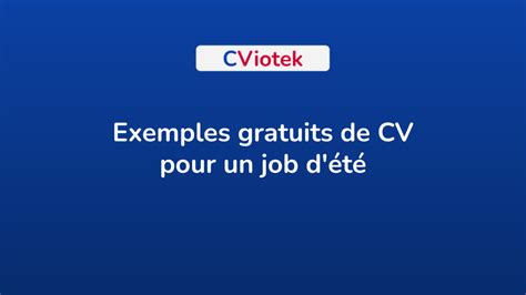 Exemples Gratuits De Cv Pour Un Job D T T L Charger