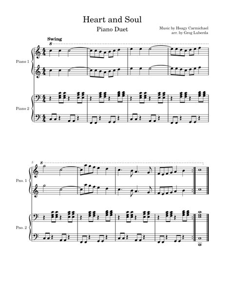 Heart And Soul Sheet Music For Piano Piano Duo