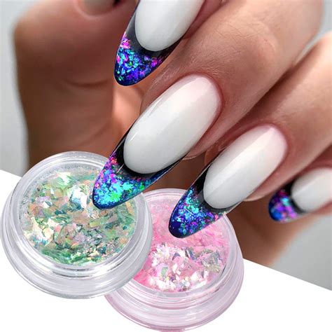 Crystal Aurora Nail Glitter Flakes Irregular Mermaid Fire Opal Sequins