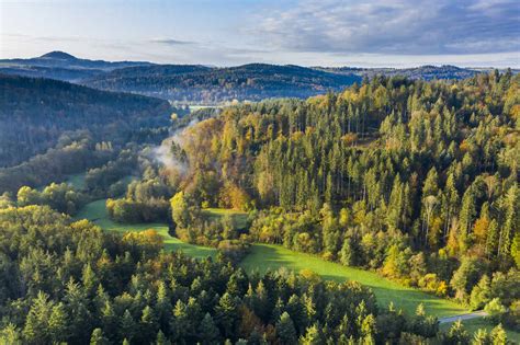 Germany Baden Wurttemberg Aerial View Of Haselbach Valley In Swabian