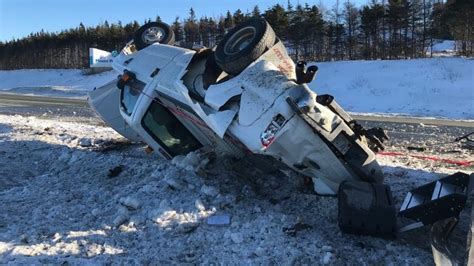 Pickup Truck Flips On Pitts Memorial Driver Injured Cbc News