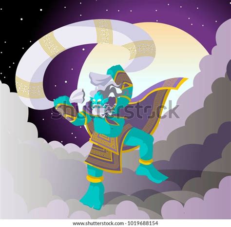 Shinto Japanese Mythology Fujin God Wind Stock Vector Royalty Free