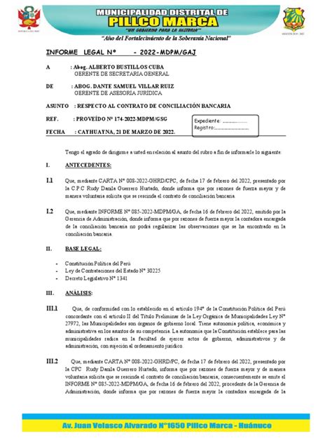 Informe Legal 020 Contrato De Conciliación Bancaria Pdf Ciencias Políticas Gobierno