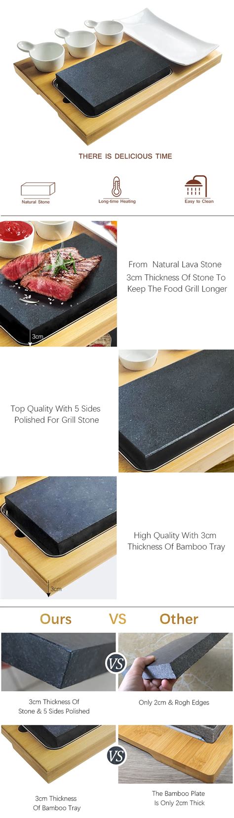 Cooking Stone Complete Set Lava Hot Steak Stone Plate Tabletop Grill Indoor Bbq Hibachi Grilling