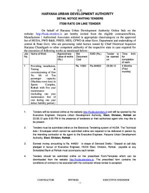 Fillable Online Huda Etenders On Behalf Of Haryana Urban Development