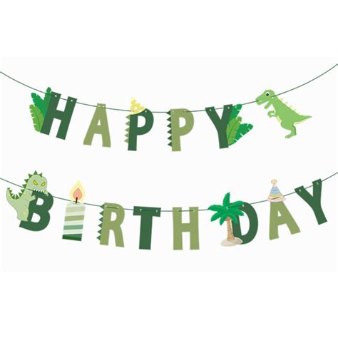 Dino Party Happy Birthday Jointed Banner Helium Balloons Offer In