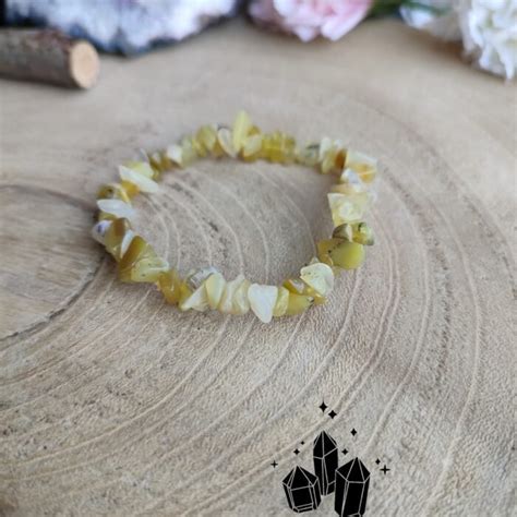 Bracelet Baroque En Opale Jaune Perles Chips Natur O Pierres