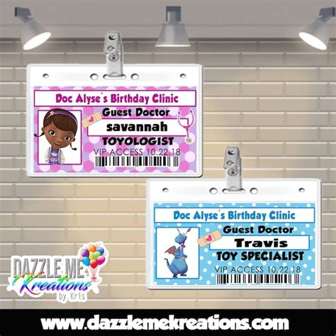 Doc Badges Doc Mcstuffins Party Doc Passes Doc Birthday Etsy