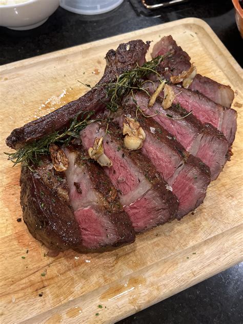 Home Dry Aged Ribeye Reverse Seared And Basted In Rosemary Thyme