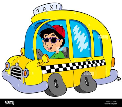 Conductor De Taxi De Dibujos Animados Ilustración Aislada Fotografía