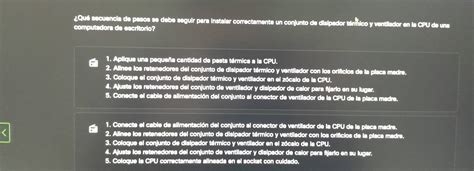 Solved Qu Secuencia De Pasos Se Debe Seguir Para Instalar