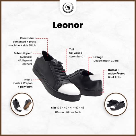 Jual Greata Leonor Sepatu Sneaker Pria Hitam Putih Kulit Asli Casual