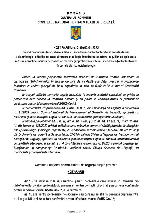 Cnsu A Modificat Perioadele De Carantinare Hot R Rea Prevede Carantin I Pentru Persoanele