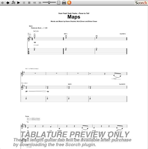 Yeah Yeah Yeahs Maps Guitar Tab : Free Guitar Tab