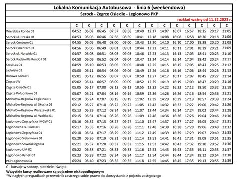 Serock Zmiany w rozkładzie jazdy Lokalnej Komunikacji Autobusowej od