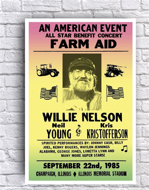 Willie Nelson Farm Aid 1985 Champaign Illinois Neil Young Kris - Etsy