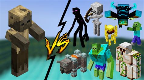 Minecraft Husk Zombie Vs All Zombies Fight All Mobes Fight Minecraft Youtube