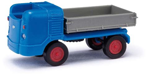 BUSCH 211003202 Multicar M21 Typ D Dreiseitenkipper Blau Automodell 1