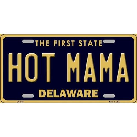 Hot Mama Delaware License Plate Metal Tin Sign Picture Plaque Art Wall