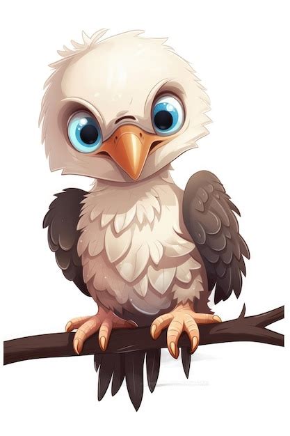 Premium Ai Image Cute Baby Bald Eagle In Cartoon Style On White