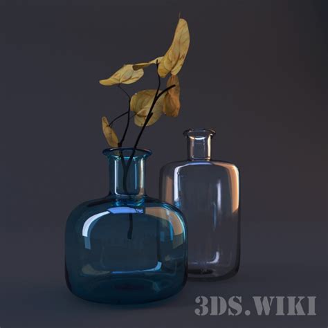 Вазы / колбы и осенние листья дерева - Скачать 3D-модель (2152 ...