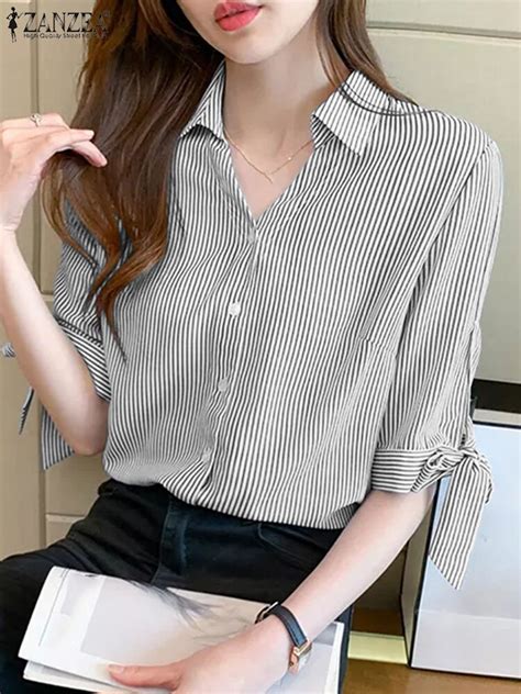 Zanzea Fashion Summer Half Sleeve Blouse Elegant Office Work Blusas