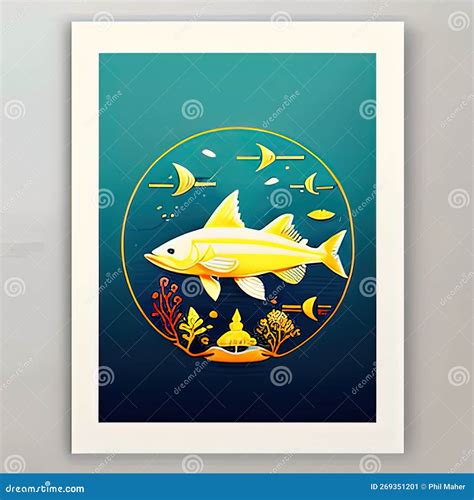 Marine Biologist Print Design Style Generative Ai Stock Illustration