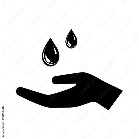 Drops Of Liquid Falling On Hand Icon Symbol Of Water Resources