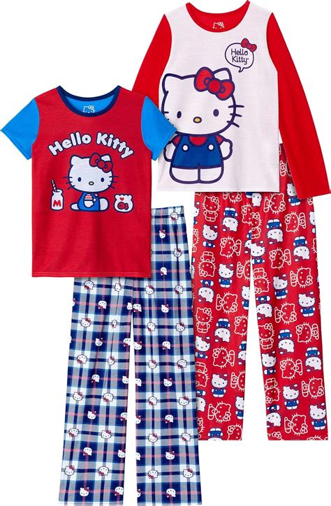 Brandclub Hello Kitty Girls Pajama Pants And Sleep Shirt Sets 4 Piece