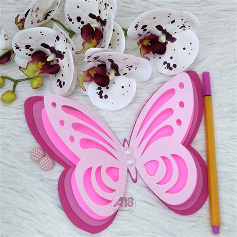 Borboleta De Papel 3d Degrade Ana 20cm Rosa 2un | Elo7