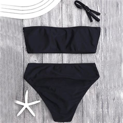 Womens Two Pieces Swimsuits Bandeau Bikini Top Sexy Cute High Waisted