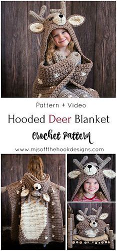 Hooded Woodland Deer Blanket Pattern By MJ S Off The Hook Designs