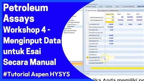 Tutorial Aspen Hysys Menginput Data Untuk Esai Secara Manual Youtube