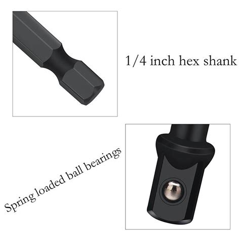 Drill Socket Adapter For Impact Driver With Hex Shank To Square Socket Drill Bits Bar Extension