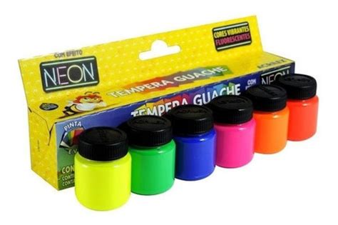 Tinta Guache Neon 6 Cores 15ml Acrilex Parcelamento Sem Juros