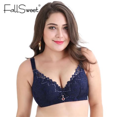 Fallsweet Push Up Bras Sexy Lace Plunge Brassiere For Women C D Cup