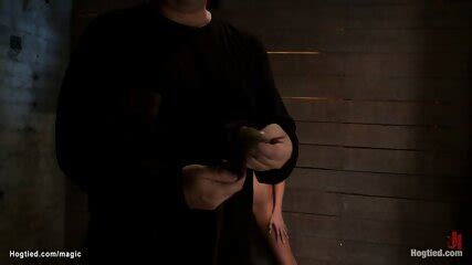 Bound Blonde To Wall Takes Crotch Rope