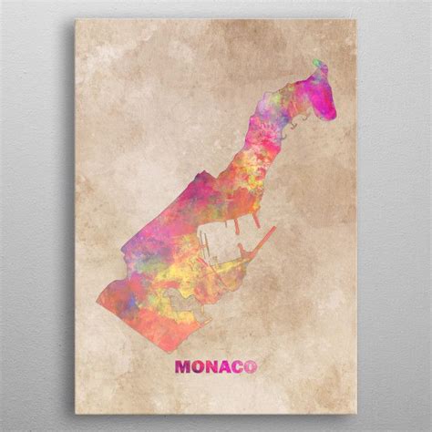 Monaco Map Poster Picture Metal Print Paint By JBJart Justyna