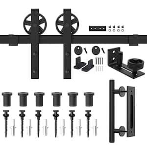 Winsoon In Frosted Black Sliding Barn Door Hardware Track Kit For